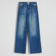 Spodnie damskie - Reserved - Jeansy wde leg z okuciami - Niebieski - miniaturka - grafika 1