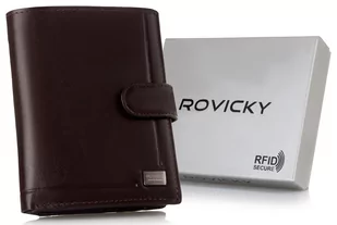 Duży portfel męski na karty ze skóry naturalnej RFID Stop Rovicky, brązowy - Portfele - miniaturka - grafika 1