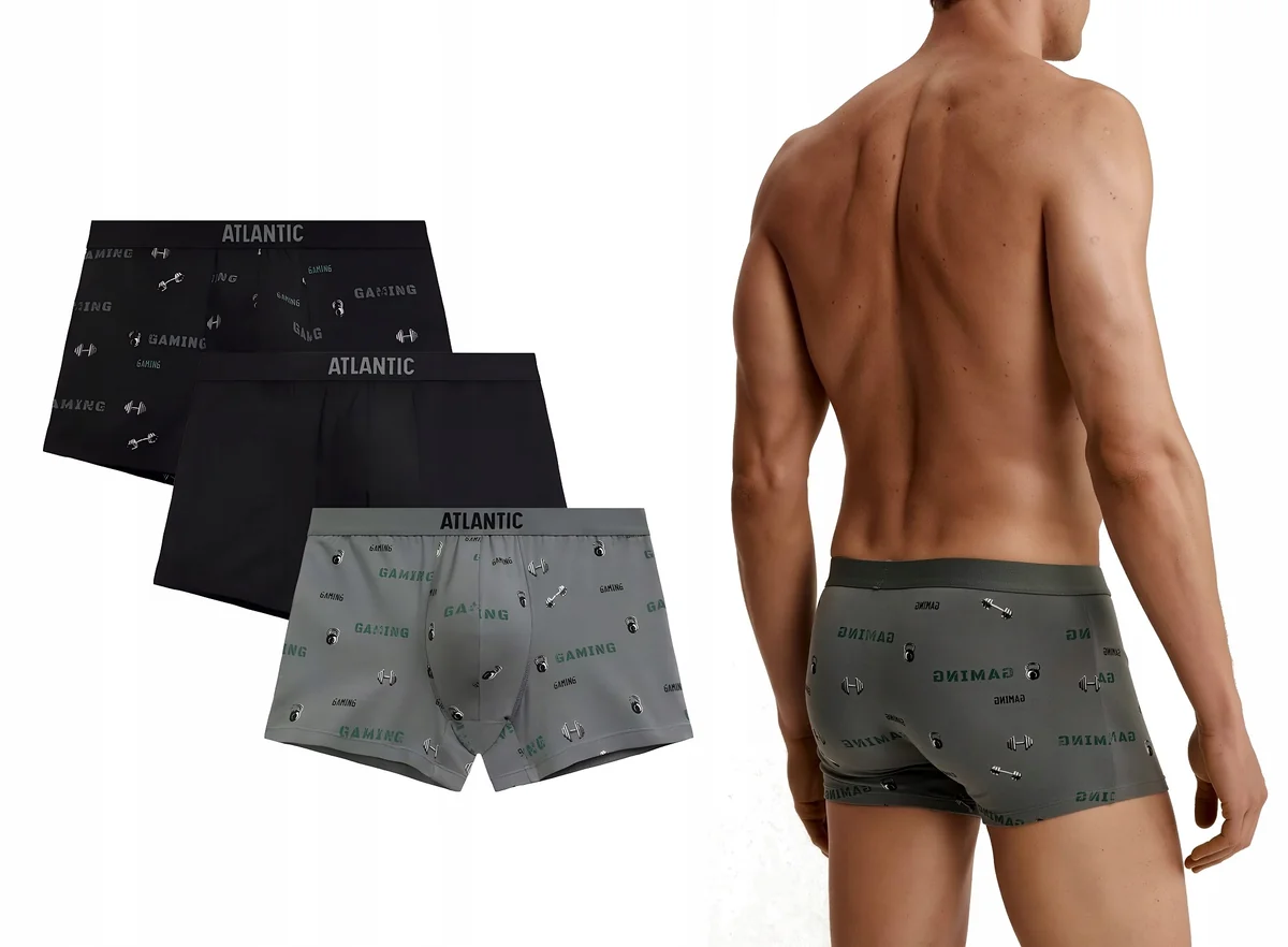 ATLANTIC Bokserki męskie bawełna hantle wzór 3MH-223 kolory 3-PACK XXL