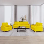 Sofy i kanapy - 3-częściowy komplet wypoczynkowy, obity tkaniną, jasnożółty Lumarko! - miniaturka - grafika 1