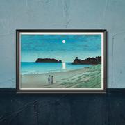 Plakaty - Plakat w stylu retro Plaża w Soshu autorstwa Kawase Hasui A3 30x40cm z ramką pion - miniaturka - grafika 1