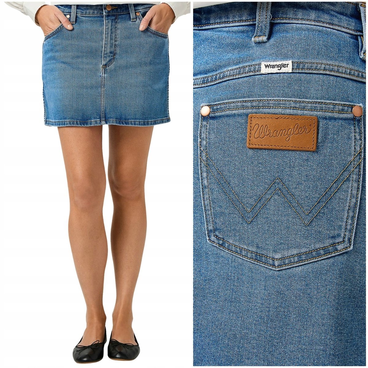 Wrangler Mini Skirt Resolute Blue krótka jeansowa spódnica XL