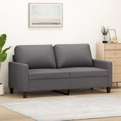 Sofy i kanapy - vidaXL 2-osobowa sofa, szary, 140 cm, sztuczna skóra - miniaturka - grafika 1