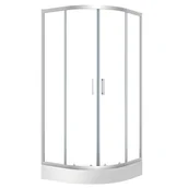 Kabiny prysznicowe - Zestaw kabina prysznicowa z brodzikiem Laveo Bresso 90x185 półokrągła uniwersalna chrom transparentne - miniaturka - grafika 1