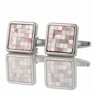Spinki do mankietów i krawatów - Spinki do mankietów kwadratowe róż EM 57 - EM Men's Accessories - miniaturka - grafika 1