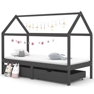 VidaXL Lumarko Łóżko dziecięce z szufladami ciemnoszare, lita sosna, 90x200 cm! 322144 VidaXL - Łóżka dla dzieci i młodzieży - miniaturka - grafika 1