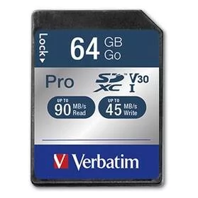 Karta pamięci Verbatim Pro SDXC 64GB UHS-I V30 U3 (90R/45W) (47022) - Karty pamięci - miniaturka - grafika 1