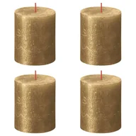 Świece - Bolsius Świece pieńkowe Shimmer, 4 szt., 80x68 mm, złote - miniaturka - grafika 1