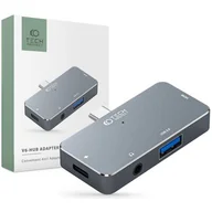 Huby USB - Adapter HUB 4w1 USB-C - USB + USB-C + HDMI + AUX Minijack 3.5mm Tech-Protect V6 szary - miniaturka - grafika 1