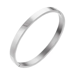 Bransoletka srebrna sztywna - stal szlachetna - szer. 6,00 mm - basic prosta zamykana obręcz - Bransoletki - miniaturka - grafika 1