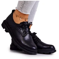 Półbuty damskie - S.Barski Damskie Klasyczne Półbuty Oxfordy Czarne Colton - miniaturka - grafika 1