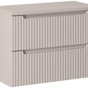 Szafki łazienkowe - Szafka łazienkowa NOVA 80 cm kaszmir z blatem kaszmir wisząca ryflowane fronty szuflady - miniaturka - grafika 1