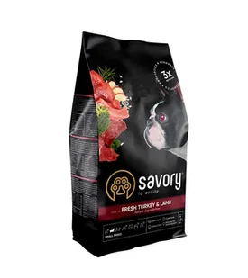 SAVORY KARMA SUCHA Z INDYKIEM I JAGNIĘCINĄ DLA PSÓW DOROSŁYCH MAŁYCH RAS 3 KG - Sucha karma dla psów - miniaturka - grafika 1