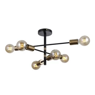 Metalowa lampa sufitowa Piansi PND-4025-6-BL-HBR Italux molecular mosiądz - Lampy sufitowe - miniaturka - grafika 1
