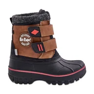 Buty dla dziewczynek - Śniegowce Dziecięce Na Rzepy Lee Cooper LCJ-24-44-2864K Camel brązowe - miniaturka - grafika 1
