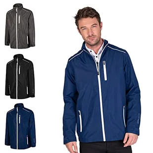 Island Green Męska kurtka przeciwdeszczowa z zamkiem golfowym, wodoodporna, wiatroszczelna, oddychająca, sportowa, golfowa, granatowa, biała, rozmiar 4XL - Kurtki męskie - miniaturka - grafika 1