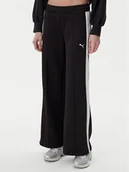 Spodnie sportowe damskie - Puma Spodnie dresowe T7 629803 Czarny Wide Leg - miniaturka - grafika 1