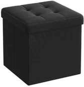 Pufy i podnóżki - Czarna Pikowana Pufa Tapicerowana D6-B25 - miniaturka - grafika 1
