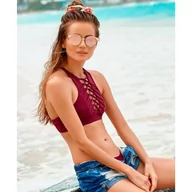 Stroje kąpielowe - STRÓJ KĄPIELOWY BORDOWY ROZMIAR M STR11M - miniaturka - grafika 1