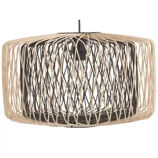 Beliani Lampa wisząca Lampa wisząca bambusowa jasne drewno czarny JAVARI 230231 - Lampy sufitowe - miniaturka - grafika 1