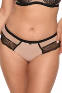 Majtki damskie - Figi damskie z koronką i tiulem Nathalie 1286 czarne beżowe S - miniaturka - grafika 1