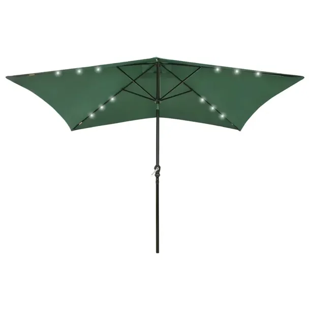 Zielony parasol ogrodowy 200 x 300 x 247 cm z lampkami LED