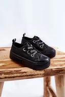 Moda i Uroda OUTLET - Dziecięce Skórzane Trampki BIG STAR KK374059 Czarne-19 - miniaturka - grafika 1