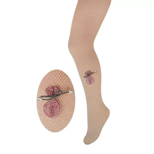 Rajstopki dziecięce milusie princessa bawełna siateczka z śliczną aplikacją, beżowe, Milusie - Skarpetki damskie - miniaturka - grafika 1