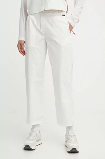 Spodnie damskie - Napapijri spodnie M-Aberdeen damskie kolor beżowy proste high waist NP0A4I4SN1A1 - grafika 1