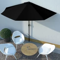 Parasole ogrodowe - vidaXL Półparasol balkonowy, aluminiowy słupek, czarny, 300x150x253 cm vidaXL - miniaturka - grafika 1