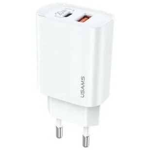 Usams Ład. siec. 1xUSB-C+1xUSB T35 20W (only head) PD3.0 +QC3.0 Fast Charging biały/white CC121TC01 (US-CC121) - Ładowarki do telefonów - miniaturka - grafika 1