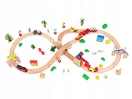 Pociągi dla dzieci - ECOTOYS Drewniany pociąg kolejka na baterie 78el Ecotoys HM008999 - miniaturka - grafika 1