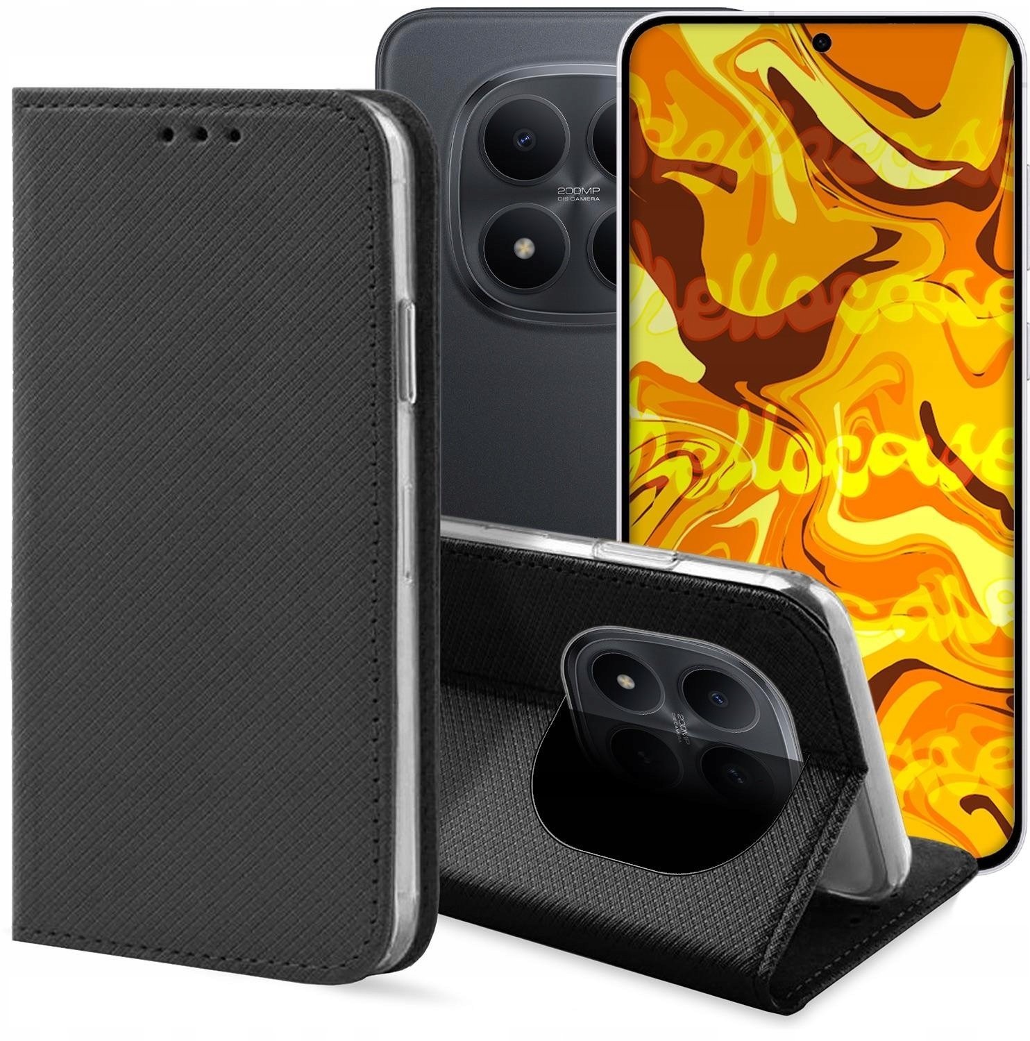 Hello Case Etui z Klapką Do Xiaomi Redmi Note 15 Pro 5G Czarne, Zamykane, Kabura