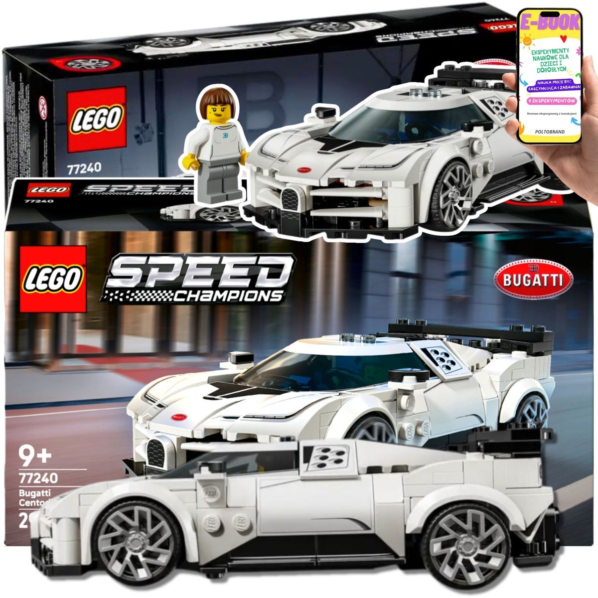 LEGO Prezent Dla Chłopca Speed Champions Bugatti Centodieci HIPERSAMOCHÓD MARZEŃ Auto wyścigowe do zbudowania (77240) Lego Autko Dla Wnuczka Syna ..