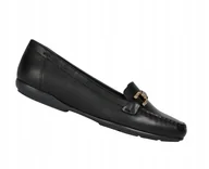 Mokasyny damskie - GEOX CZARNE MOKASYNY SKÓRZANE Z OZDOBNYMI ELEMENTAMI WSUWANE 39 1/2 I1C - miniaturka - grafika 1