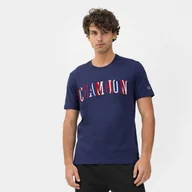 Koszulki sportowe męskie - Męski t-shirt z nadrukiem CHAMPION Rochester Crewneck T-Shirt - granatowy - miniaturka - grafika 1