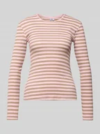 Bluzki damskie - Bluzka z długim rękawem o kroju slim fit z mieszanki bawełny - miniaturka - grafika 1