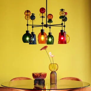 Lampa wisząca Kare Mazzo Sei, szkło multicolor, 6-punktowa - Lampy sufitowe - miniaturka - grafika 1