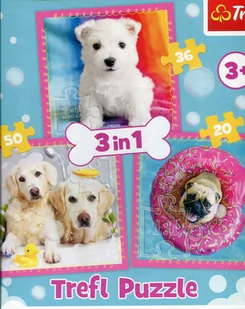 Puzzle 3w1 Pieski w kąpieli - Puzzle - miniaturka - grafika 1