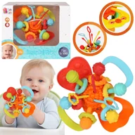 Zabawki sensoryczne - Bam Bam Kula sensoryczna KWIATUSZEK dla niemowląt, WIELE FUNKCJI, kolorowa zabawka rozwojowa 4m+ - miniaturka - grafika 1