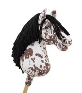 Zabawki i gry sportowe - Hobby Horse Duży koń na kiju Premium - tarantowaty biało-brązowy z czarną grzywą A3 - miniaturka - grafika 1
