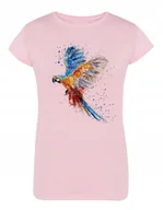 Koszulki i topy damskie - T-Shirt damski nadruk Kolorowa PAPUGA r. M - miniaturka - grafika 1