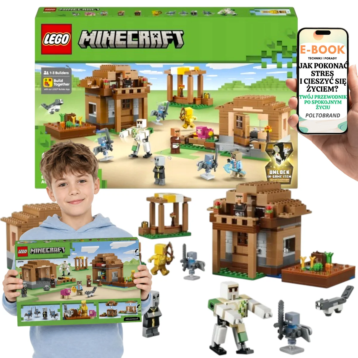 LEGO MINECRAFT Najazd przywoływaczy na wioskę LEGO Dla Syna i Córki 21596 607 el. wysokość 12 cm