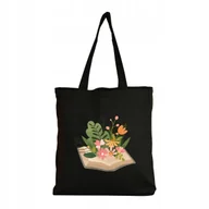 Torby i wózki na zakupy - Eko Torba Bawełniana na ramię Shopper Eco Torebka Zakupy Książka Kwiaty 3 - miniaturka - grafika 1