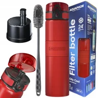 Butelki filtrujące - Butelka termiczna filtrująca AQUAPHOR CITY COOL czerwona 0,5l + szczoteczka - miniaturka - grafika 1