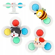Zabawki sensoryczne - Zestaw 3 przyssawki sensoryczne grzechotka top spinner dla dzieci 168JT-7 - miniaturka - grafika 1