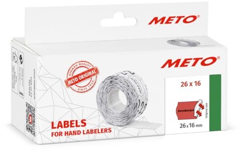 Meto oryginalny znacznik cen na etykietach formularz « cena promocyjna » (26 x 16 mm, 1-wierszowa, 6000 sztuk, fluorowa czerwień, trwale przylegająca)