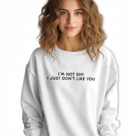 Bluzy męskie - Bluza Biała Dresowa I JUST DON'T LIKE YOU Napisy Sentencje Wzory Rozmiar S - miniaturka - grafika 1