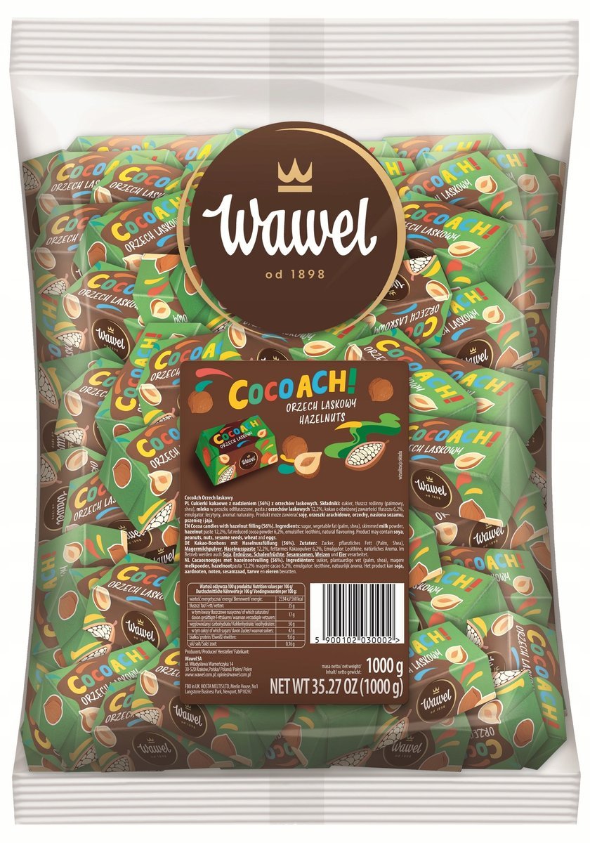Cukierki Kakaowe COCOACH Orzech Laskowy Wawel 1kg