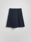 Spodenki damskie - Reserved - Szorty bermudy z zakładkami - granatowy - miniaturka - grafika 1